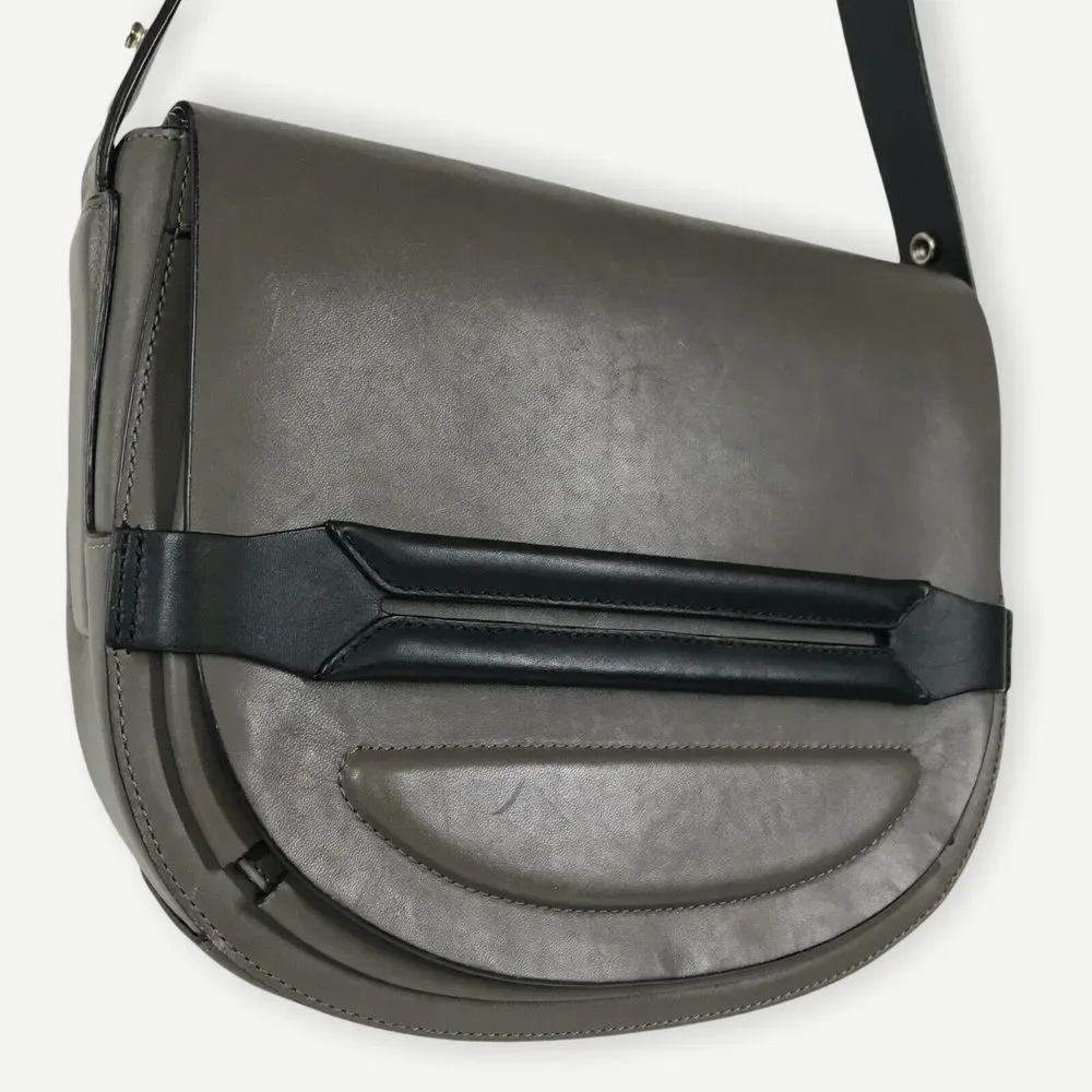 rag & bone Smoke Gray Leather Flap Saddle Bag 3-Way Strap Shoulder 9”H 11”W 2”D - Picture 3 of 15